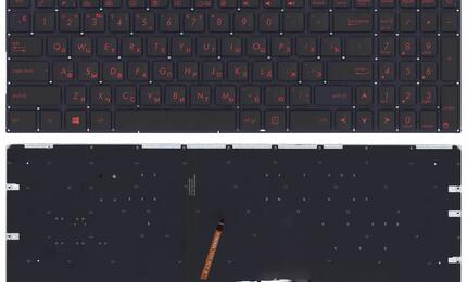 Клавиатура для ноутбука Asus (FX502) Black с красной подсветкой (Light), RU