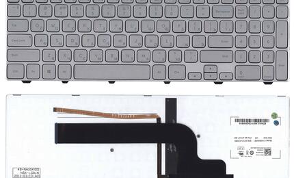 Клавиатура для ноутбука Dell Inspiron (15-7000, 7537) Black, RU с подсветкой (Light), Silver, (Silver Frame) RU