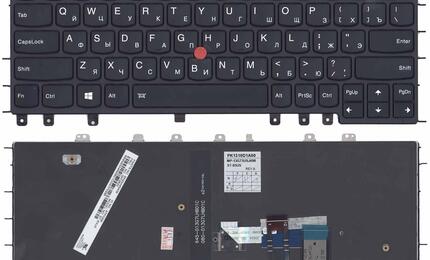 Клавиатура для ноутбука Lenovo ThinkPad (Yoga S1) с подсветкой (Light), с указателем (Point Stick), Black, Black Frame, RU