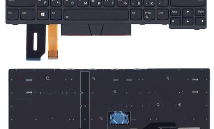 Клавиатура для ноутбука Lenovo ThinkPad E480 с подсветкой (Light), с указателем (Point Stick), Black, (Black Frame), RU