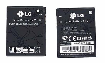 Аккумуляторная батарея для смартфона LG LGIP-580N GT500 3.7V Black 1000mAh 3.7Wh
