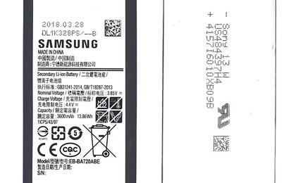 Аккумуляторная батарея для смартфона Samsung EB-BA720ABE Galaxy A7 (2017) J7 3.85V Black 3600mAh 13.86Wh