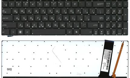 Клавиатура для ноутбука Asus (N56, N56V) с подсветкой (Light), Black, (No Frame) RU