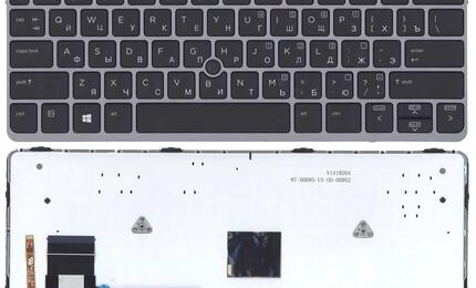 Клавиатура для ноутбука HP Elitebook (725 G2) с указателем (Point Stick), Black, (Gray Frame) RU