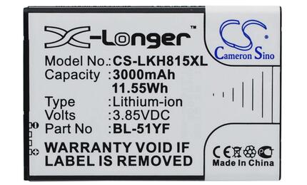 Аккумуляторная батарея для смартфона LG CS-LKH815XL G4 H818 3.85V Black 3000mAh 11.55Wh