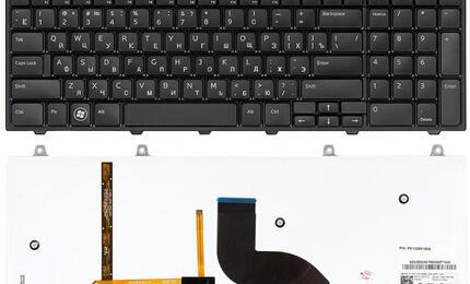Клавиатура для ноутбука Dell Studio (17, 1745, 1747, 1749) с подсветкой (Light), Black, RU