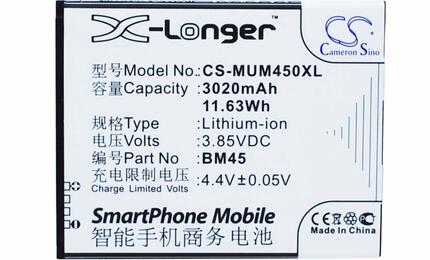 Аккумуляторная батарея для смартфона Xiaomi CS-MUM450XL Redmi Note 2 3.85V Black 3020mAh 11.63Wh