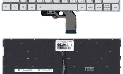 Клавиатура для ноутбука Xiaomi Mi Air (13.3) Silver с подсветкой (Light), (No Frame) RU