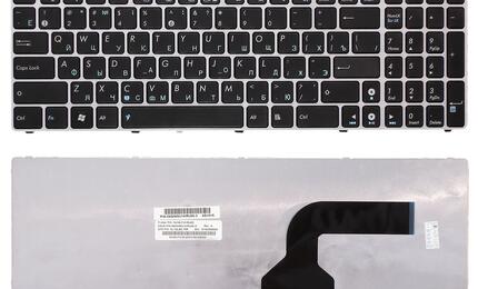 Клавиатура для ноутбука Asus K52 K53 G73 A52 G60 Black, (Silver Frame) RU