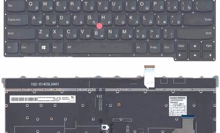 Клавиатура для ноутбука Lenovo ThinkPad carbon Gen 3 2015 (X1) с подсветкой (Light), с указателем (Point Stick) Black, No Frame, RU