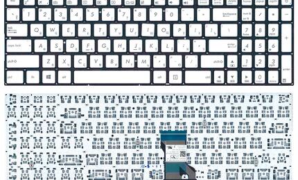 Клавиатура для ноутбука Asus (N501, N501J, N501JW, N501V, N501VW, G501, Q501, UX501, UX501JW, N541) с подсветкой (Light), Silver, (No Frame) RU