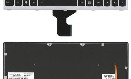 Клавиатура для ноутбука Lenovo IdeaPad (Z400) с подсветкой (Light), Black, (Gray Frame), RU