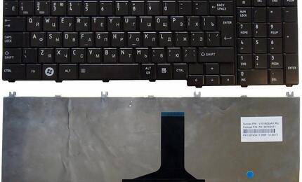Клавиатура Toshiba Satellite (A500,A505,F501,L350,L355,L500,L505,L550,L555,P200,P205,P300,P500,P505,X200,X205) Qosmio (F50, F60, G50, X300, X305, X500, X505) Black, Glossy, RU