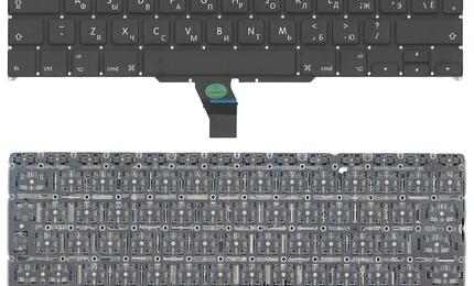 Клавиатура для ноутбука Apple MacBook Air 2011+ A1370 (2010, 2011 года), A1465 (2012, 2013, 2014, 2015 года) с подсветкой (Light) Black, (No Frame), RU (вертикальный энтер)