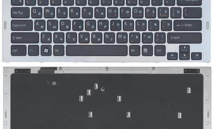 Клавиатура для ноутбука Sony Vaio (VGN-SR) Black, (Silver Frame), RU