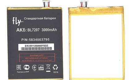 Аккумуляторная батарея для смартфона Fly BL7207 IQ4511 Tornado One Octa Black 3.7V 3000mAh 11.1Wh