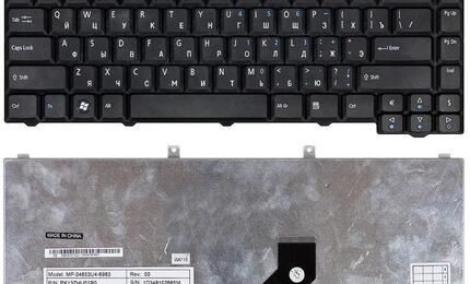 Клавиатура для ноутбука Acer Aspire 3100, 3650, 3690, 5100, 5110, 5515, 5610, 5611, 5612, 5613, 5630, 5632, 5633, 5634, 5650, 5651, 5652, 5654, 5680, 5682, 5683, 5684, 5685, 9110, 9120, Extensa 5200 серии Black, RU