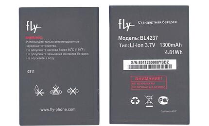 Аккумуляторная батарея для смартфона Fly BL4237 IQ245 Wizard 3.7V Black 1300mAh 4.81Wh