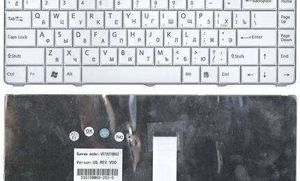 Клавиатура для ноутбука Sony Vaio (VGN-NR, VGN-NS) White, RU