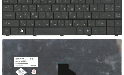 Клавиатура для ноутбука Acer eMachines (D725) Black, короткий шлейф (Short Trail), RU