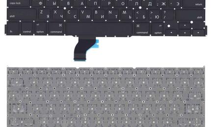 Клавиатура для ноутбука Apple MacBook Pro 13&quot; Retina A1502 (2013, 2014, 2015 года) с подсветкой (Light) Black, (No Frame), RU (горизонтальный энтер)