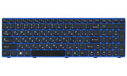 Клавиатура для ноутбука Lenovo IdeaPad (B570, V570, Z570, Z575) Black, (Blue Frame), RU - фото 2