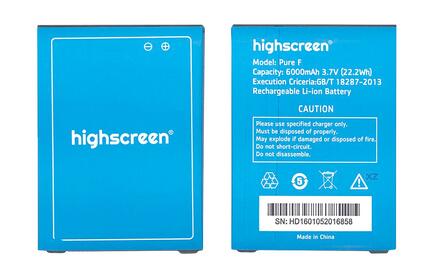 Аккумуляторная батарея для смартфона Highscreen Pure F Boost 3.7V Black 6000mAh 22.2Wh