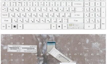 Клавиатура для ноутбука Gateway NV55S, NV57H, NV75S, NV77H White, (No Frame), RU