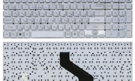 Клавиатура для ноутбука Acer Gateway NV55S, NV57H, NV75S, NV77H Silver, (No Frame), RU