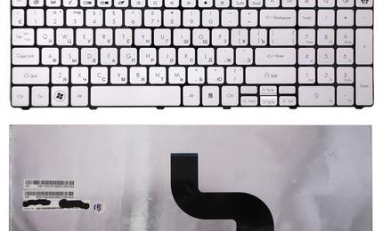 Клавиатура для ноутбука Acer Packard Bell (TM81, TM82, TM86, TM87, TM89, TM94) Silver, (No Frame) RU