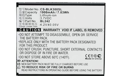 Аккумуляторная батарея для Lenovo CS-BLK300SL A6010 K3 3.7V White 1900mAh 7.03Wh