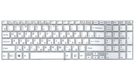 Клавиатура для ноутбука Sony (FIT 15, SVF15) с подсветкой (Light), White, (No Frame) RU - фото 2