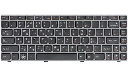 Клавиатура для ноутбука Lenovo IdeaPad (Z450, Z460, Z460A, Z460G) Black, (Gray Frame), RU - фото 2
