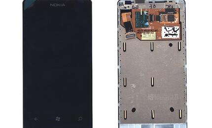 Матрица с тачскрином (модуль) для Nokia Lumia 800 (с рамкой) черный