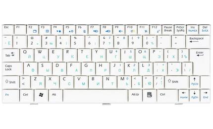 Клавиатура для ноутбука MSI Wind (U90, U100, U100X, U110, U120, N011, U115, U123, U123H, U123T) White, RU - фото 2