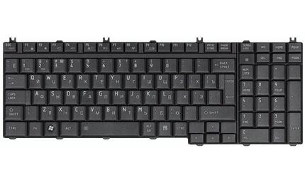 Клавиатура Toshiba Satellite (A500, A505, L350, L355, L500, L505, L550, F501, P200, P300, P500, P505, X200, Qosmio F50, G50, X300, X305, X500, X505) Black, Mat, RU (вертикальный энтер) - фото 2