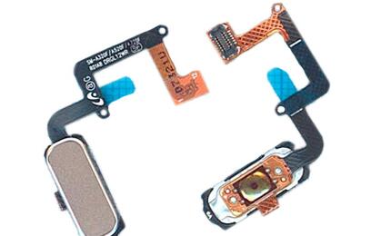 Кнопка HOME в сборе с механизмом и шлейфом для Samsung A320 золотая
