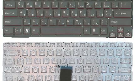 Клавиатура для ноутбука Sony (SVE14A) Black, (No Frame) RU Черная с красными боками