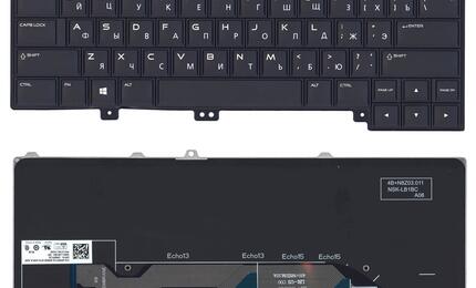 Клавиатура для ноутбука Dell Alienware 13 R1 R2 Black с подсветкой (Light), (No Frame), RU