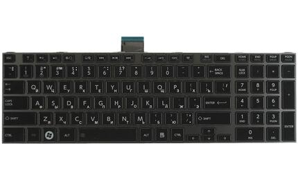 Клавиатура для ноутбука Toshiba Satellite (C850, C850D, C855, C855D, C870, C875, L875, L850, L850D, L855, L855D, L950, L955) Black, (Black Frame) RU - фото 2