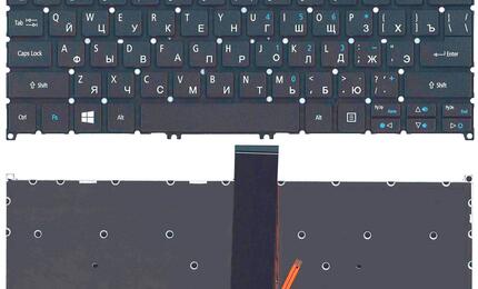 Клавиатура для ноутбука Acer Aspire V5-122, V5-122P, V5-171, V5-132P, V3-331, V3-371, V3-372, E3-111, E3-112, S5-391 с подсветкой (Light), Black, (No Frame), RU