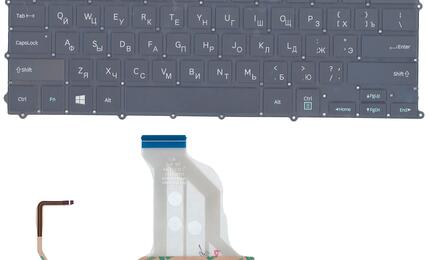 Клавиатура для ноутбука Samsung (NP900X3C, NP900X3C, NP900X3D, NP900X3E, NP900X3F) с подсветкой (Light) Black, (No Frame), RU