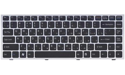 Клавиатура для ноутбука Sony Vaio (VPC-S) Black, (Silver Frame) RU - фото 2
