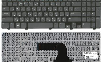 Клавиатура для ноутбука Dell Inspiron (3521, 5521, 3537, 5537) Black, (Black Frame), RU