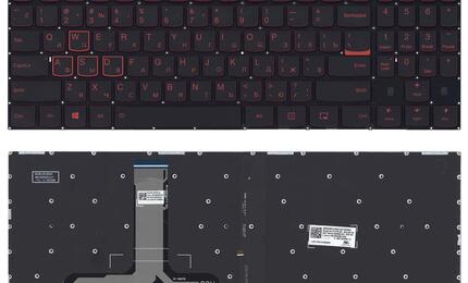 Клавиатура для ноутбука Lenovo Legion (Y520, Y520-15IKB) Black с подсветкой (Red Light), (No Frame), RU