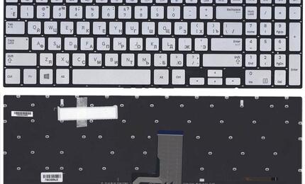 Клавиатура для ноутбука Samsung (NP880Z5E, NP780Z5E, NP870Z5E, NP770Z5E, NP670Z5E) с подсветкой (Light), Silver, (No Frame), RU