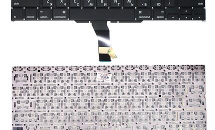 Клавиатура для ноутбука Apple MacBook Air 2011+ A1370 (2010, 2011 года), A1465 (2012, 2013, 2014, 2015 года) с подсветкой (Light) Black, (No Frame), RU (горизонтальный энтер)