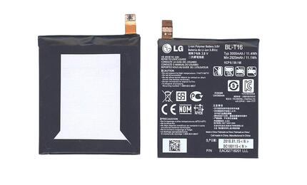 Аккумуляторная батарея для смартфона LG BL-T16 G Flex 2, US995 3.8V Black 3000mAh 11.4Wh