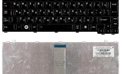 Клавиатура для ноутбука Toshiba Satellite (U500, U505, U400, U405, A600, T130, T135, Portege M800, M900) Black, Glossy, RU (вертикальный энтер)