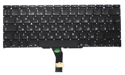 Клавиатура для ноутбука Apple MacBook Air 2011+ A1370 (2010, 2011 года), A1465 (2012, 2013, 2014, 2015 года) с подсветкой (Light) Black, (Original), (No Frame), RU (вертикальный энтер) - фото 2